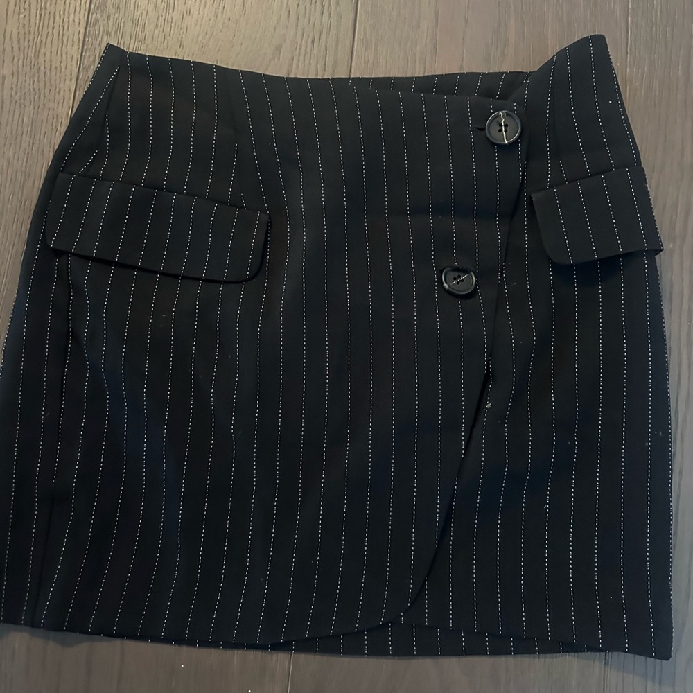 Pinstripe black skirt